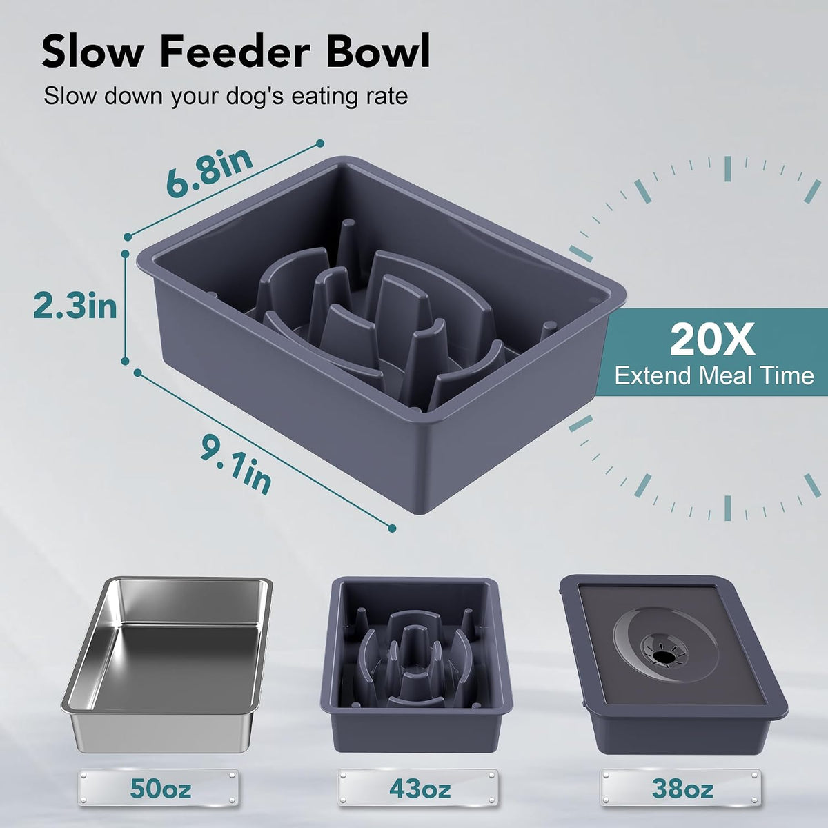 UPSKY 2-in-1 Elevated Dog Bowls Set with 4 Height Adjustable Stand - F-3 in 1 Blue - image 4