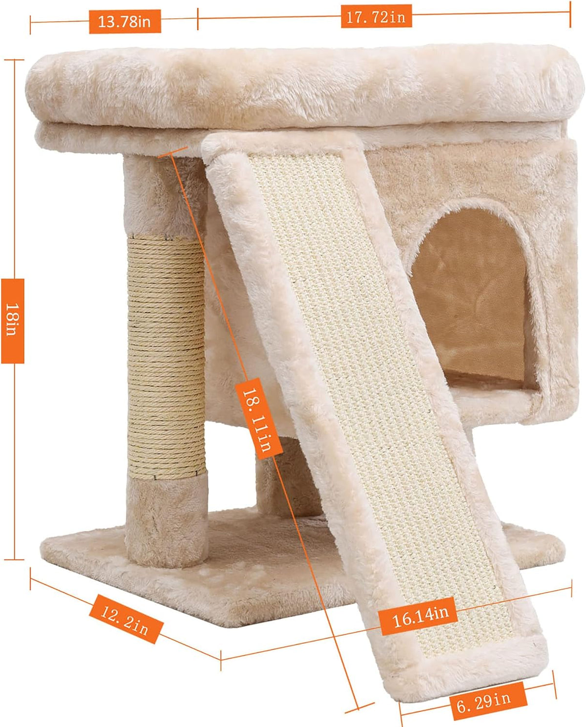 SYANDLVY Gothic Cat Tree with Coffin Bed for Indoor Cats - Beige - image 2