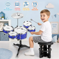 Kids Jazz Drum Set Toys for 3-7 Year Olds - Sparkle Blue - image 2