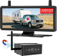 AUTO-VOX Wireless Backup Camera Magnetic:7.2" 1080P HD DVR Recording Monitor,No Wiring 1 Min Install Dual Antenna RV Back Up Camera,IP69K Waterproof with IR Night Vision for Truck,Camper,Trailer