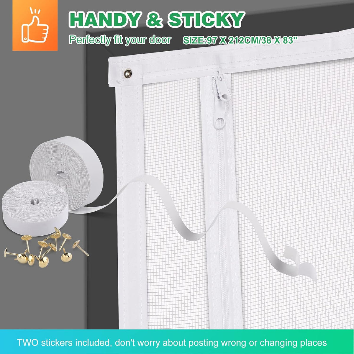 Reinforced Thickened Cat Screen Door - White / Up-u Shape, Fits Door Size up to 36"x 80" - image 4