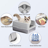 Henkelion Stainless Steel Cat Litter Box with Lid - S - image 3