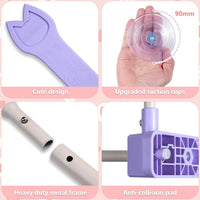 2 Pack Cat Window Perch,Cat Window Hammock Cordless Foldable Window Bed with 4 Large Strong Suction - Purple Cover - image 3