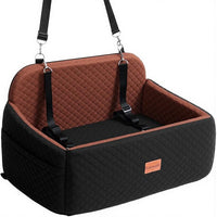 Dog Car Seat for Large Medium Dogs, Pet Car Seat Under 55 lbs or 2 Puppies, Removable Washable Pets Travel Booster Bed for Automotive Backseat with Comfy Thick Cushion, 2 Safety Leashes(Black/Brown)