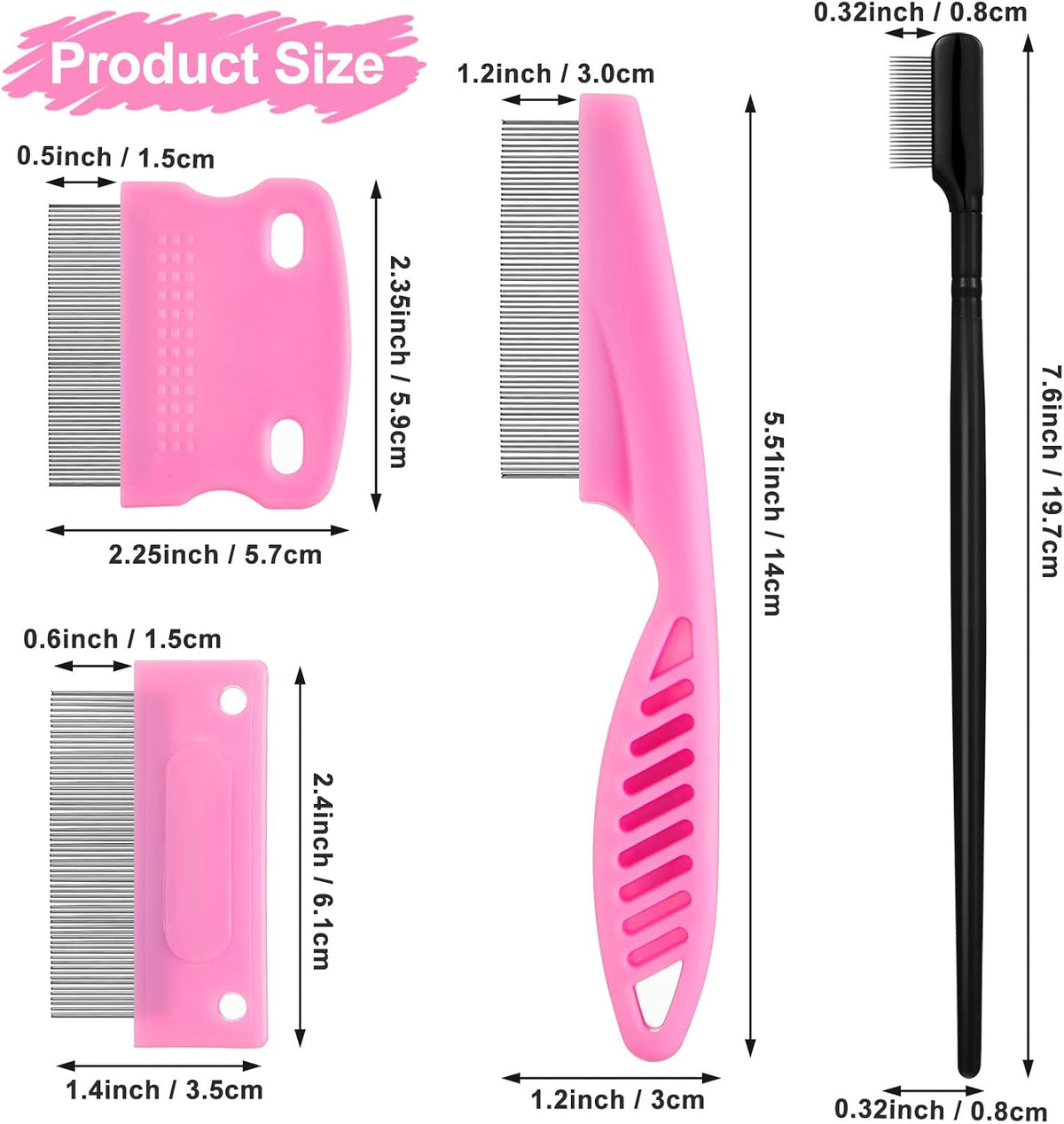 5 Pieces Dog Eye Combs Tear Stain Remover Combs Pet Grooming Comb - Pink, Black - image 2