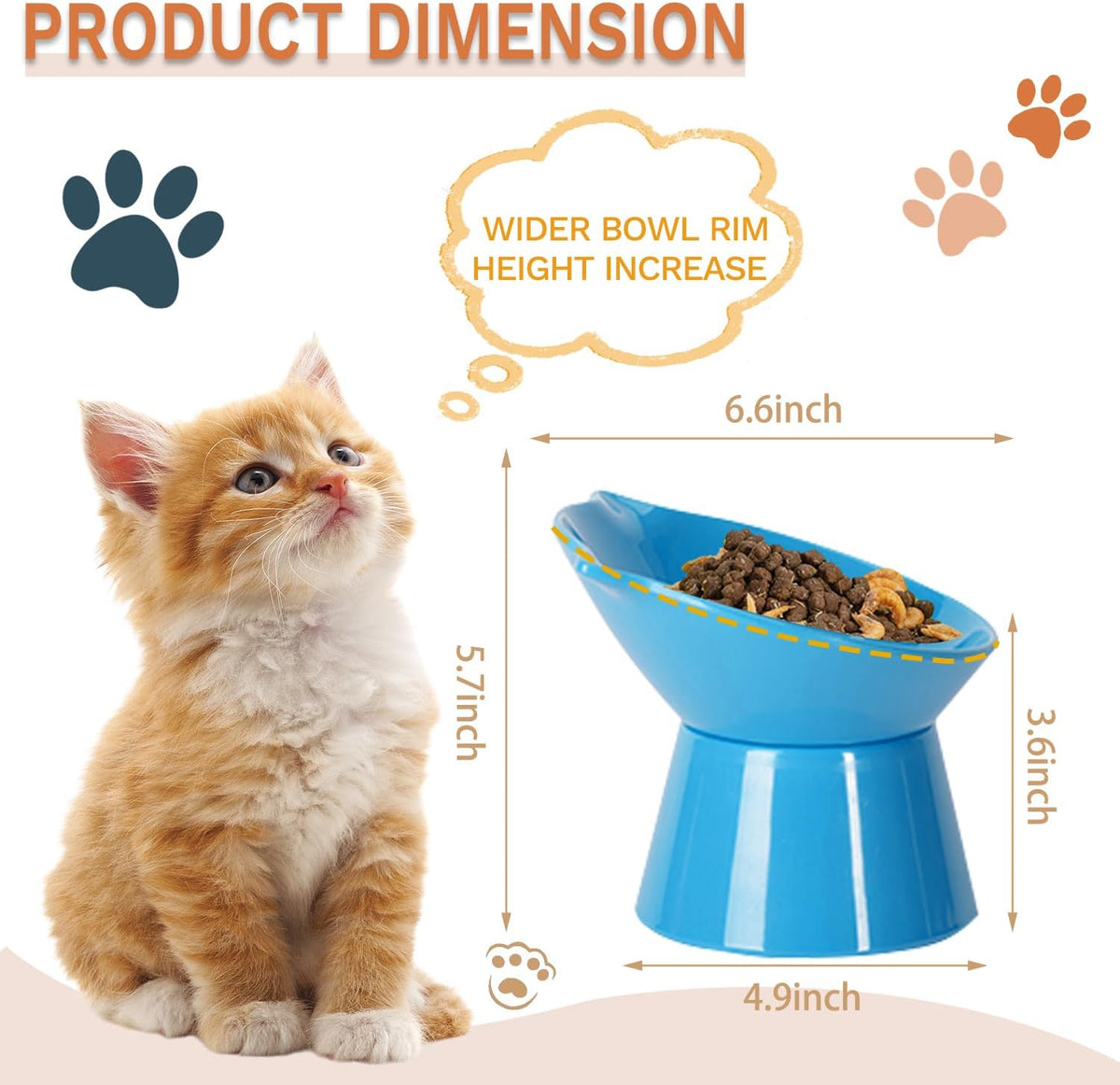 Detachable Elevated Cat Bowls - Blue - image 2