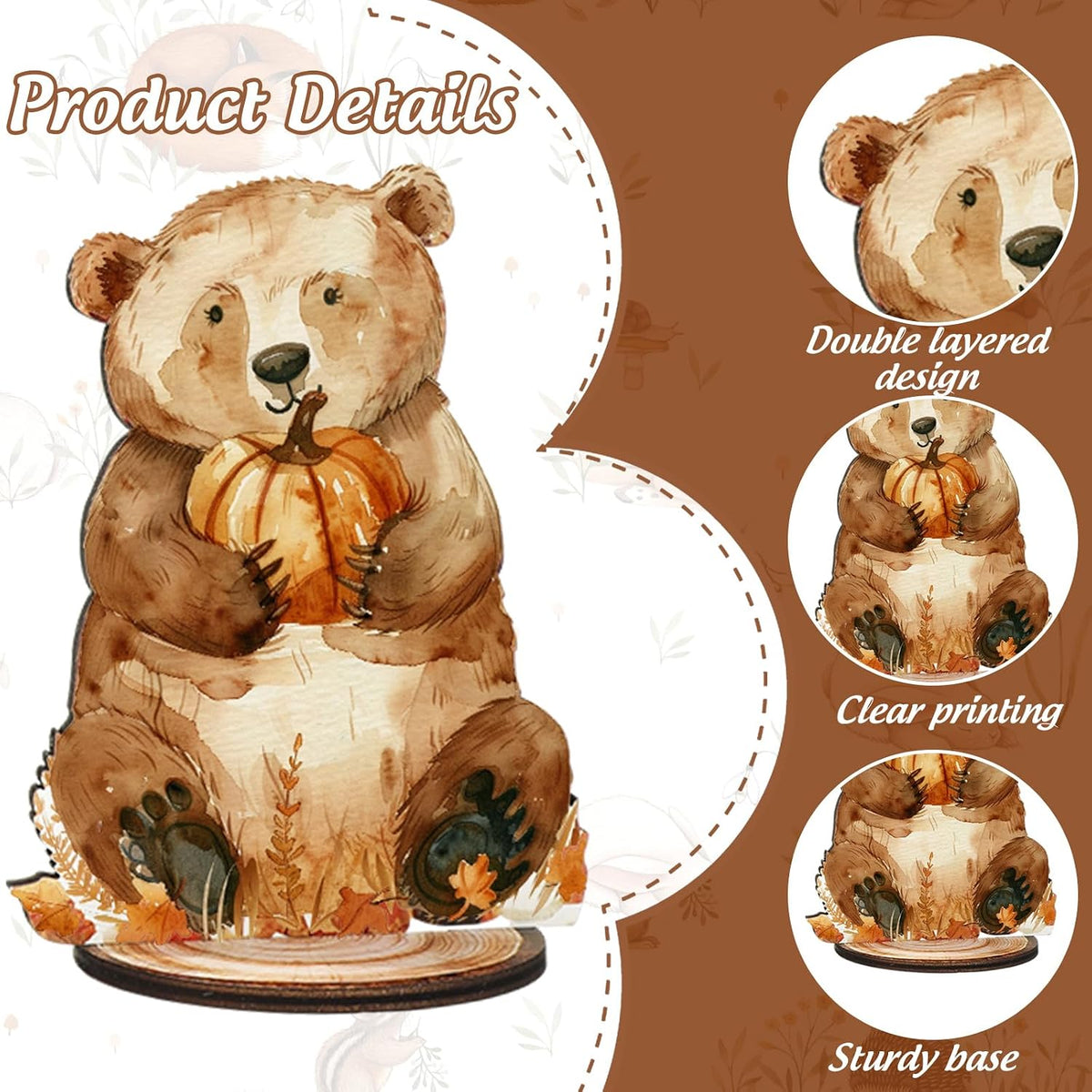 FYSUIMU woodland animal table centerpieces, 12 painted wooden signs standing in matching bases - view 19
