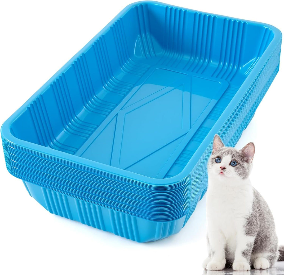 Tessco for you 30 Pack Disposable Litter Boxes for Cats - Blue