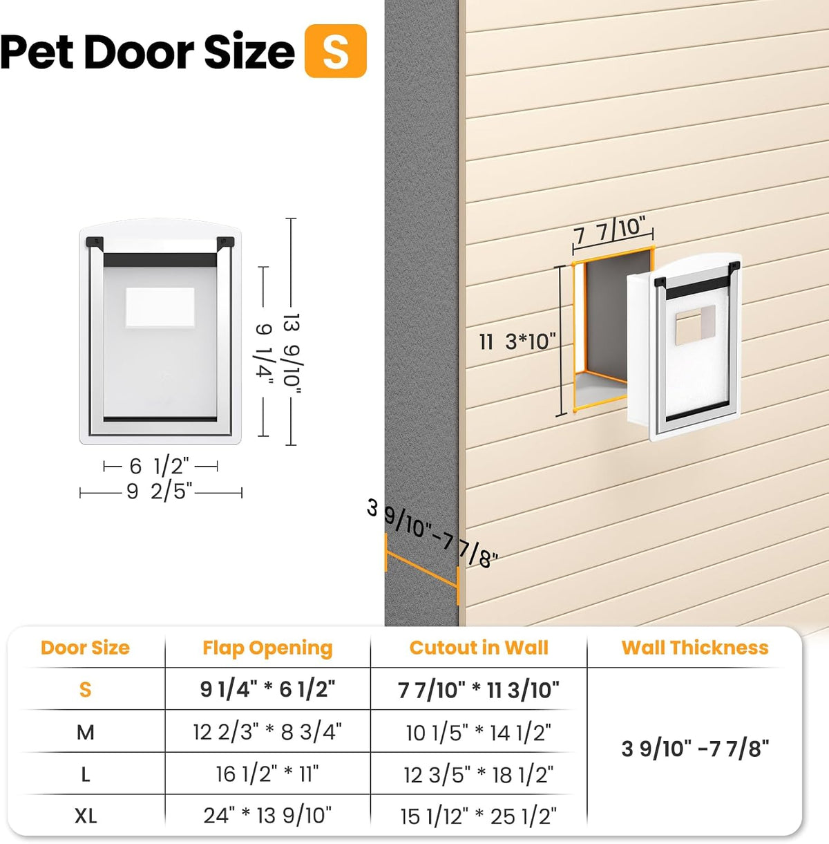Cat Door for Wall, Energy Efficient Pet Entry Door – Essentials for Cats - Small - image 2