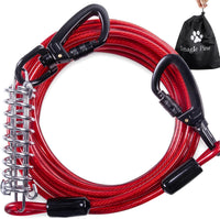 Tie Out Cable for Dogs, 50FT Dog Leads for Yard Chew Proof, Heavy Duty Leash for Large Dogs Up - 250lbs / 20ft / Red