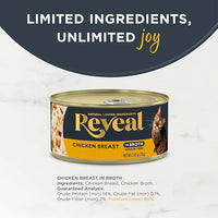 Reveal Natural Wet Cat Food in Broth, Limited Ingredient Grain Free Canned Cat Food, Protein with No Artificial Additives, Chicken Breast in Broth (24 x 2.47 oz Cans)