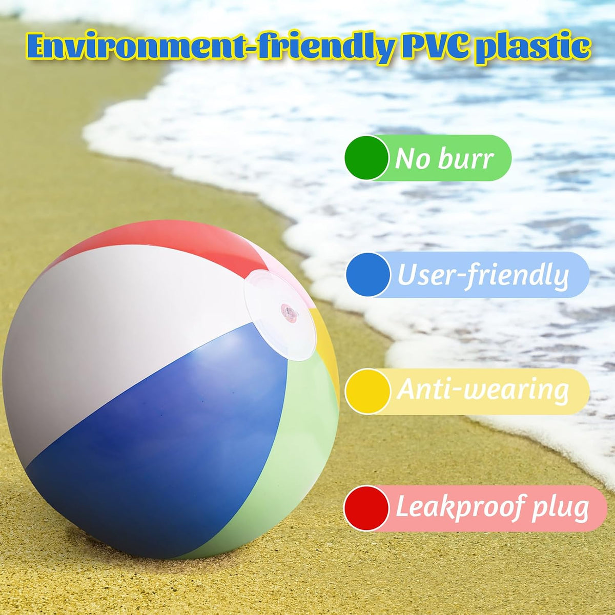 GRNVDWN 3 pack 24 inch inflatable rainbow beach balls - view 7