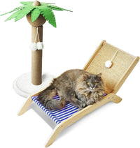 PETKARAY Beach Chair Cat Hammock - Blue / Beach Chair + Palm Tree