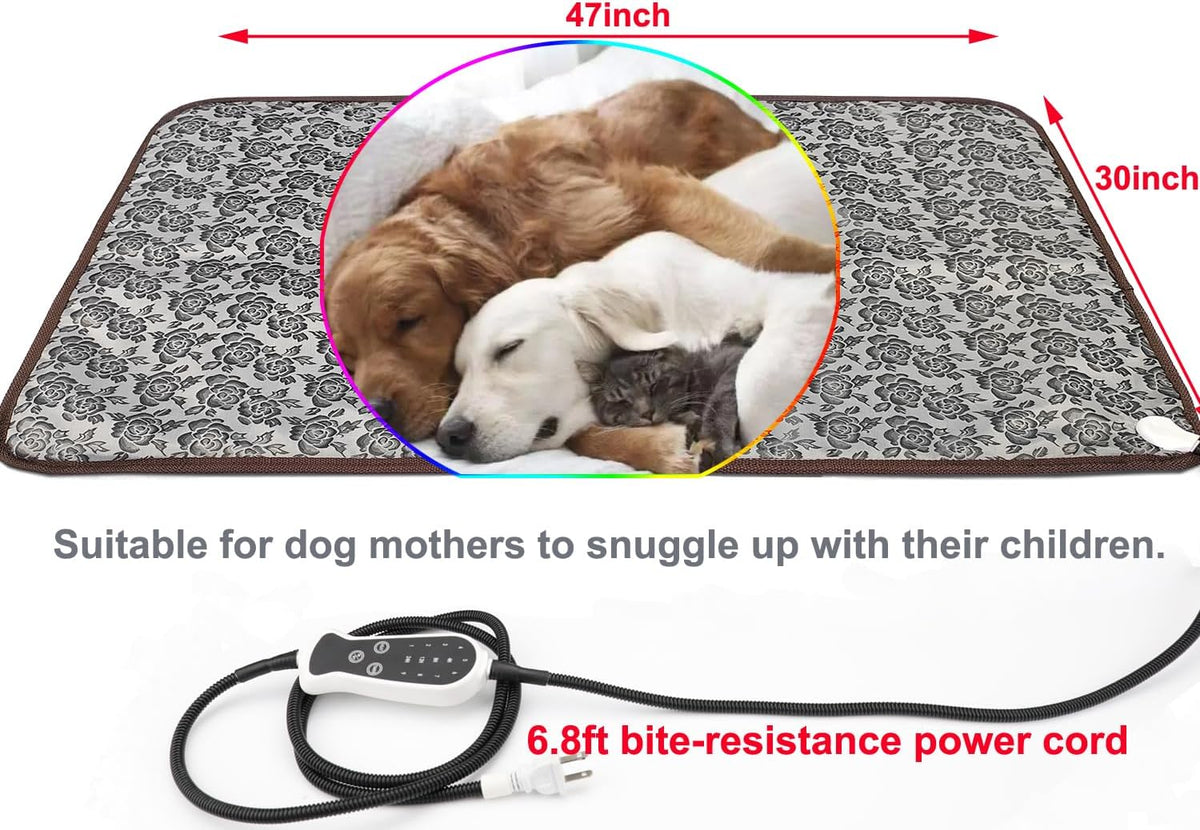 Pet Heating pad Outdoor Small Dog cat Heating pad Heated ped beds - Digital-rose / 47X30 inch - image 2