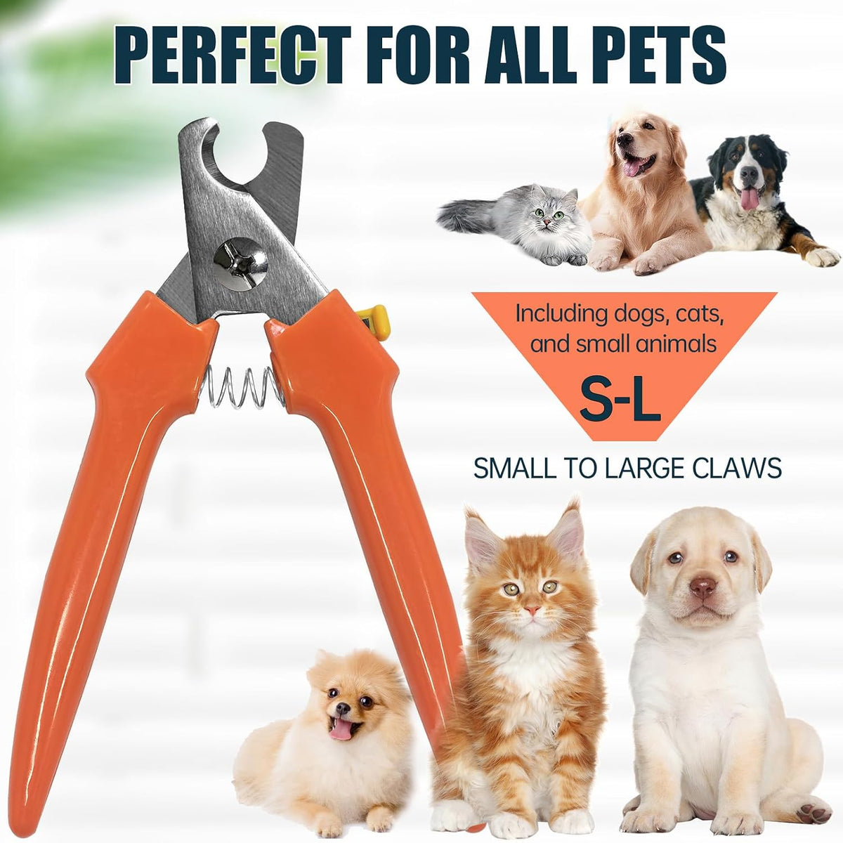 Dog Nail Trimmers #767C, Large and Small Breed Pet Nail Clippers – Essentials for Dogs - Orange - image 4