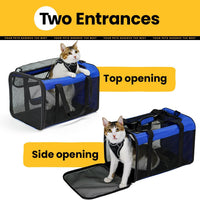 Conlun Cat Carrier Bag, Soft-Sided Pet Carriers for Dogs, M - 17.0"L x 11.0"W x 11.0"H / Blue - image 3