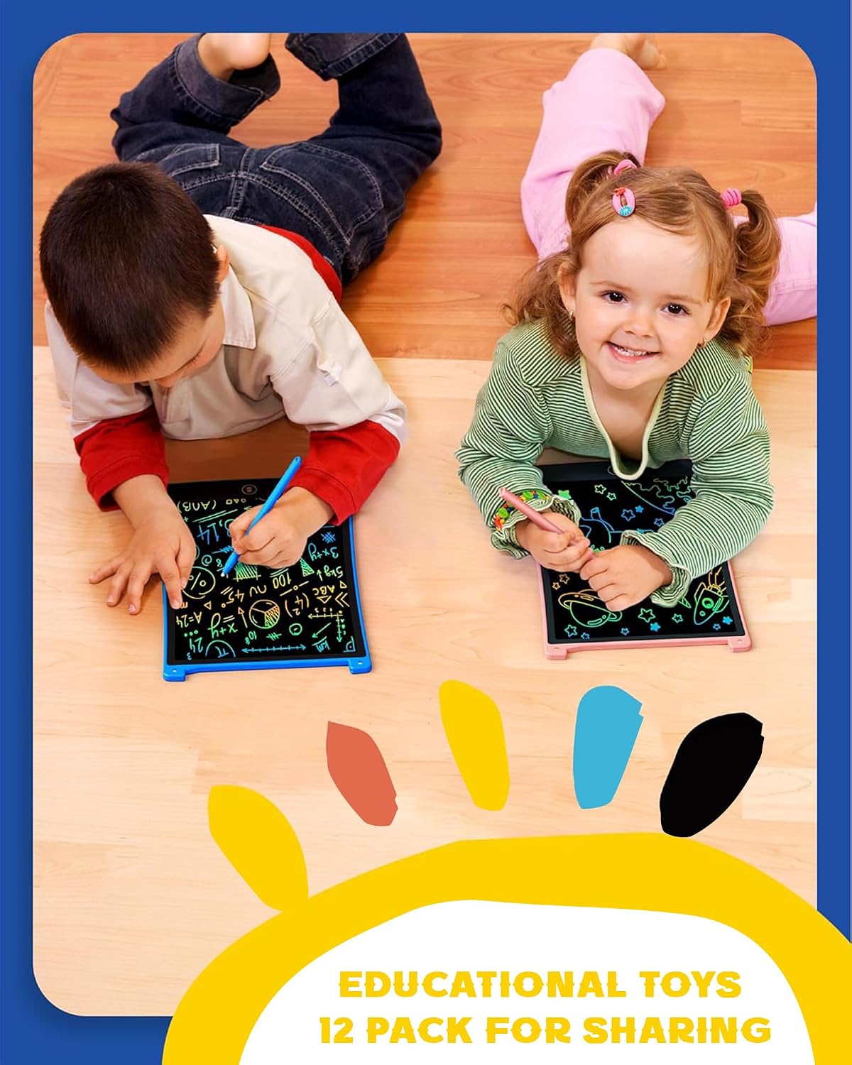 bravokids 2 Pack LCD Writing Tablet with Stylus - Blue*6+pink*6 / 8.5 inch - image 4