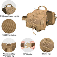 EXCELLENT ELITE SPANKER Nylon Dog Backpack with 2 Side Pockets - Coyote Brown / 9.1"L x 6.7"W x 2.0"H - image 2