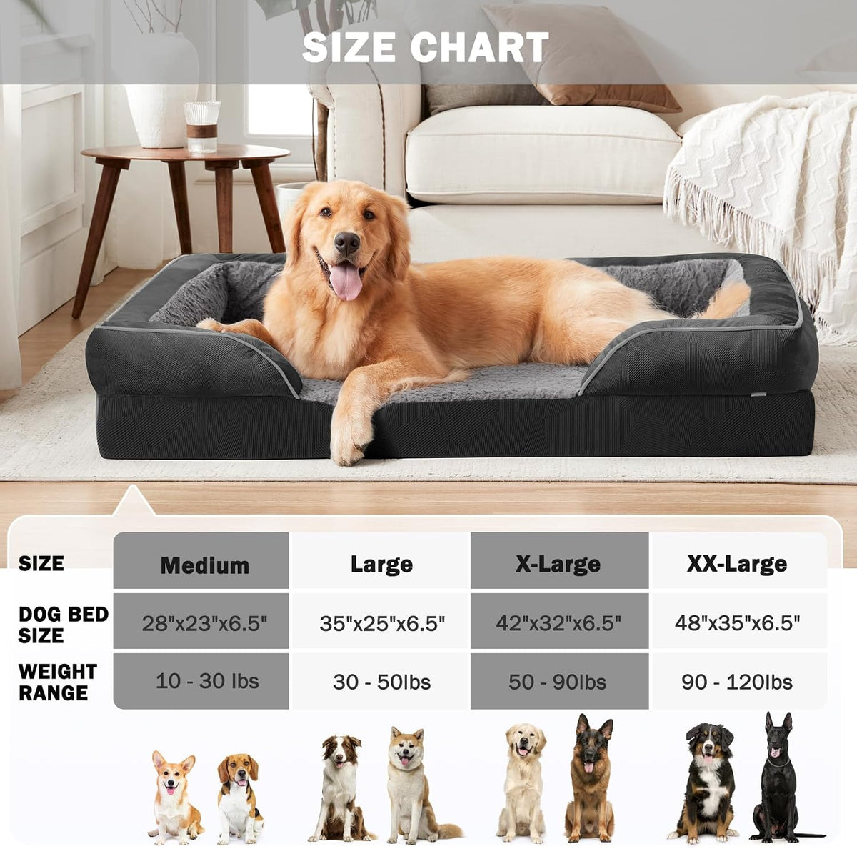 Orthopedic Dog Beds Large Sized - Black / L (35"x 25"x 6.5") - image 4