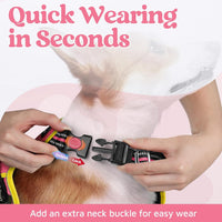 rabbitgoo Dog Harness for Large, No Pull 3 Buckles Easy On & Off – Essentials for Dogs - Pink & Yellow / Large - image 2