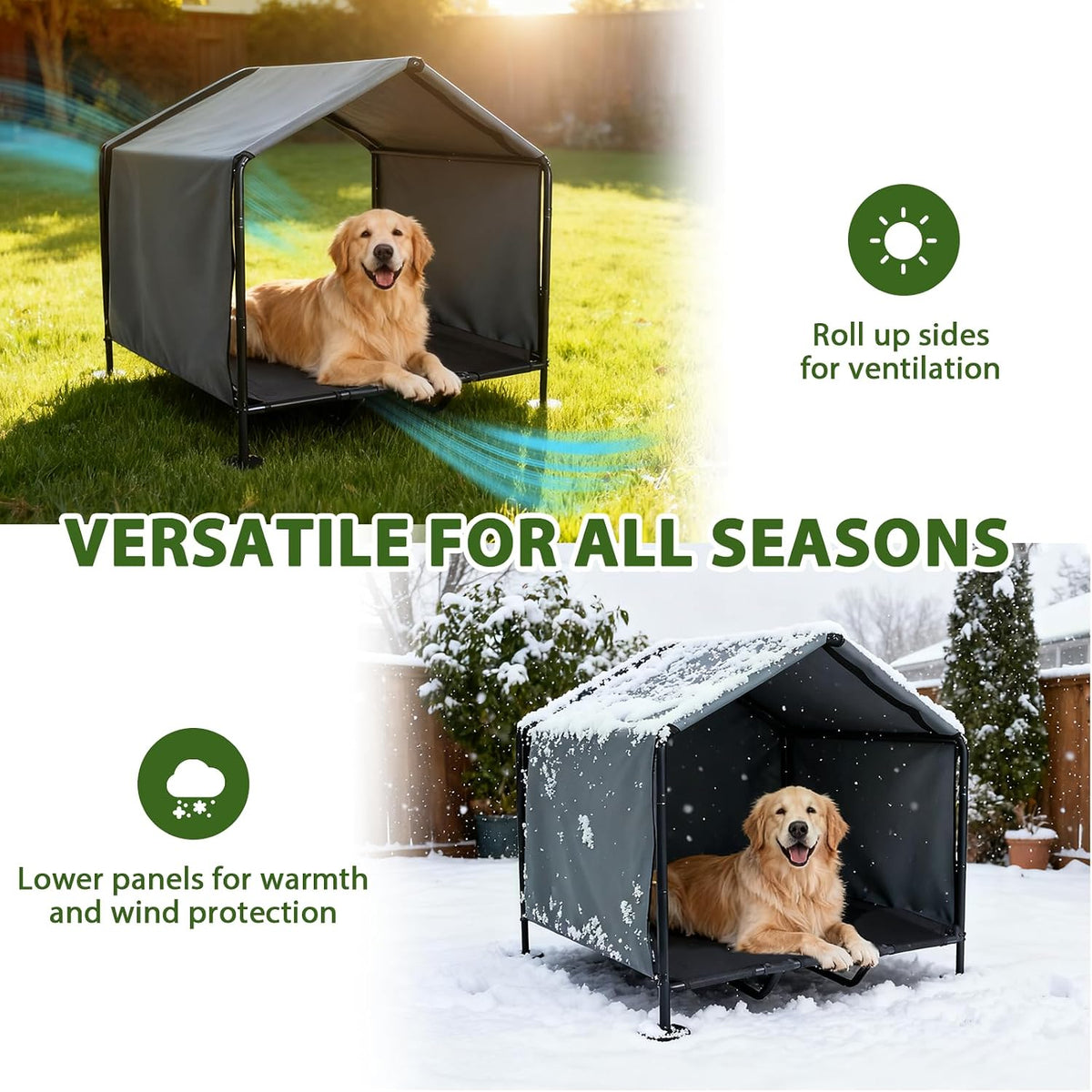 Large Dog Shade Shelter for Outside - Grey / Medium - image 4