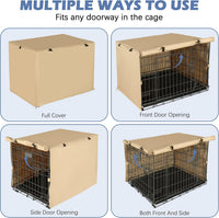 Akinerri Dog Crate Cover, Double Door Waterproof Kennel Cover - 29.9"L x 18.9"W x 20.9"H / Beige - image 4