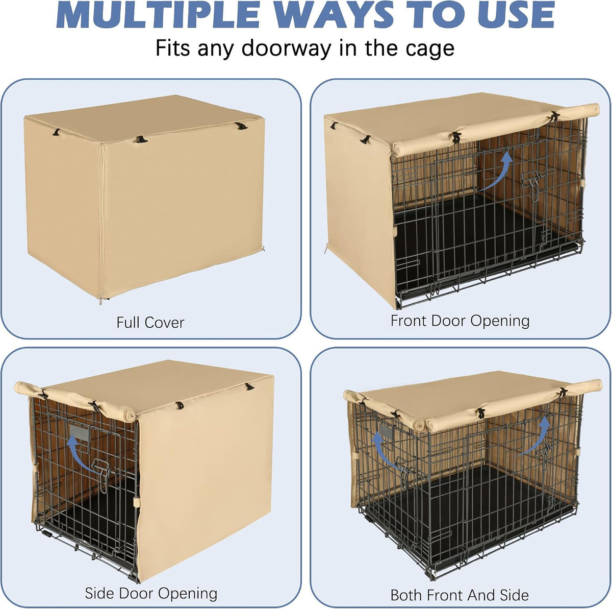 Akinerri Dog Crate Cover, Double Door Waterproof Kennel Cover - 29.9"L x 18.9"W x 20.9"H / Beige - image 4