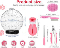 Cat Muzzle for Grooming Cat Adjustable Hood with Paw Covers Nail Clipper Trimmer Brush Tick Remover Tool Kitten Breathable Anti Bite Muzzles Silicone Anti Scratch Boots for Cats Bathing Shaving