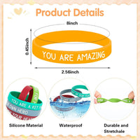 JUNEBRUSHS 64pcs Halloween Party Favors Silicone Bracelets Rubber - Inspirational Quote Style - image 2