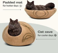 Cat Cave, New Zealand Wool Bed for Indoor Cats - Beige / Medium - image 3