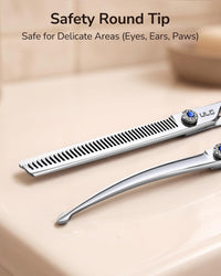 ULG Curved Dog Grooming Shears, 440C Stainless Steel - 3pcs SnagFree with Pouch - image 3