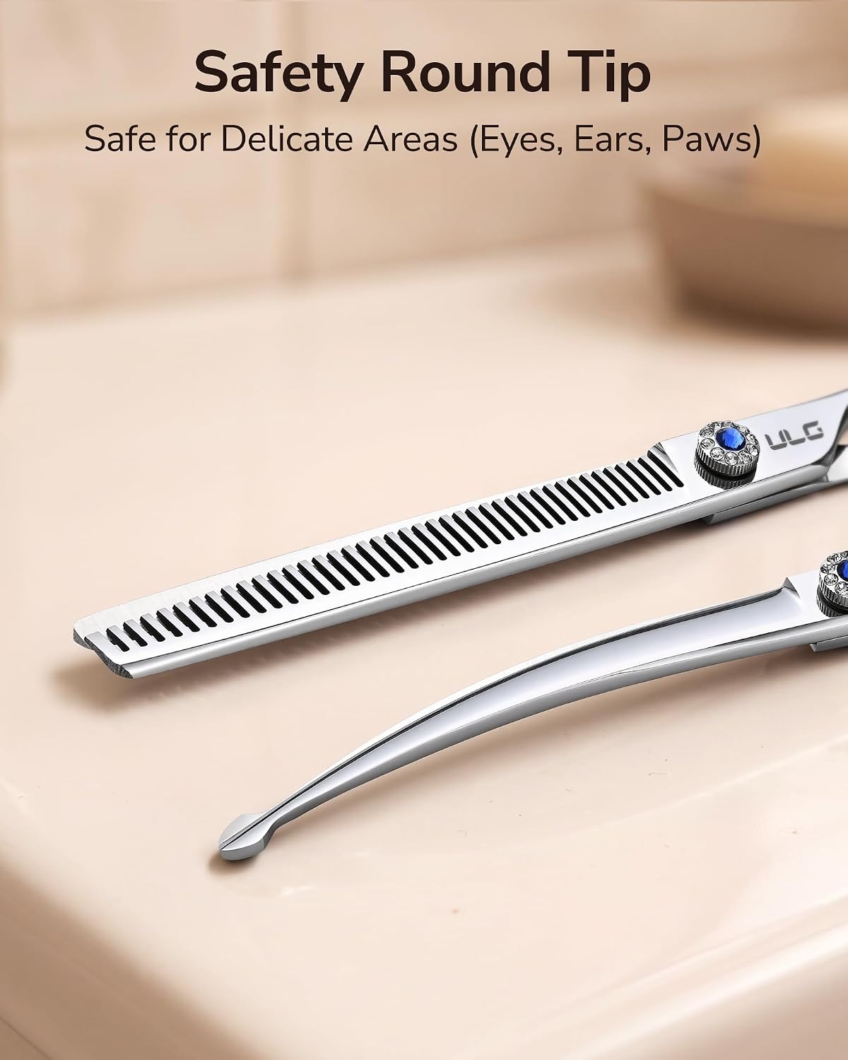 ULG Curved Dog Grooming Shears, 440C Stainless Steel - 3pcs SnagFree with Pouch - image 3