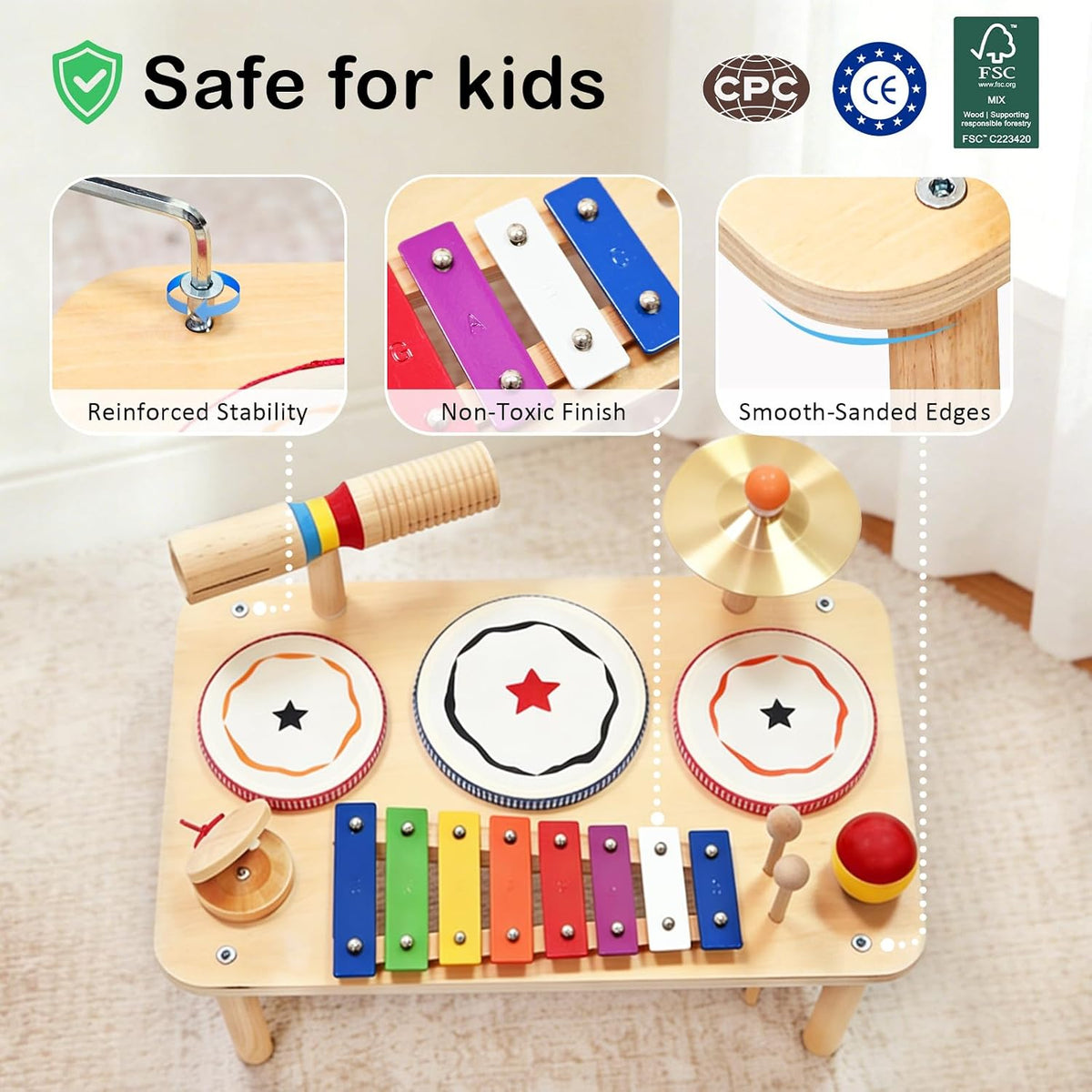 WINGYZ Kids Drum Set, 9-in-1 Montessori Toys – Fun for Kids & Family - 16'' L x 9'' W x 2.4'' H - image 4
