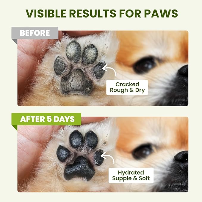 Lick-Safe Dog Paw & Nose Balm with Coconut Oil | All-Natural Paw Moisturizer & Cream for Dry, Cracked Pads & Snouts| Paw Wax & Soother, Nose Butter for Bulldogs| Horse Hoof Care (2.1 oz*2)
