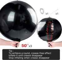 PartyWoo Metallic Silver Foil Balloons 20pcs Large Round Giant 4D - Black / 3 PCS-50 INCH - image 4