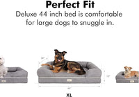 Friends Forever X-Large Dog Bed, Orthopedic Dog Sofa Memory Foam Mattress, Calming Dog Couch Bed, Wall Rim Pillow, Water Resistant Liner, Washable Cover, Non-Slip Bottom, Chester, X-Large Khaki Beige