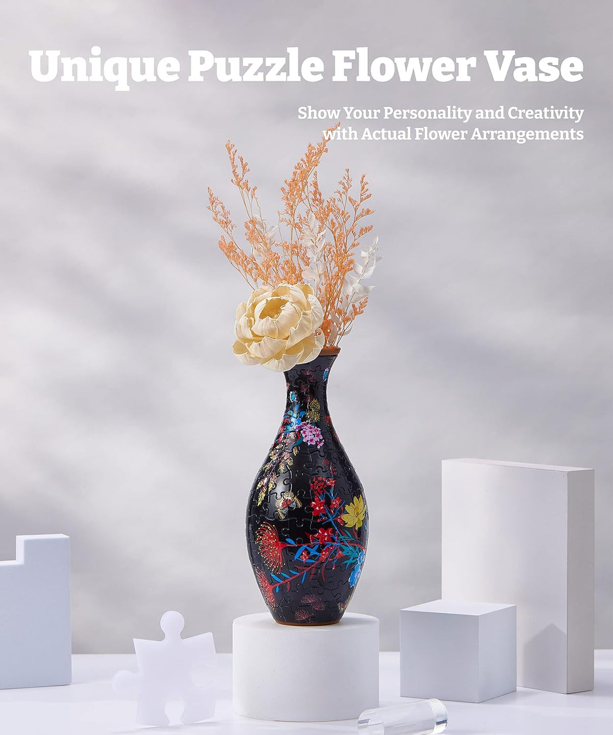 Pintoo Unique 3D Puzzle Vase for Adults - Elegant Floral Print / 160 - image 2
