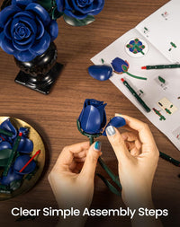 iATOM Black Roses Flower Building Set 3Pack Basket Stuffers Gift - Blue - image 4