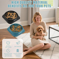 2 Pack Slow Feeder Dog Bowls for Medium Dogs & Cats – Essentials for Dogs - Small / Black and Navy Blue - image 4