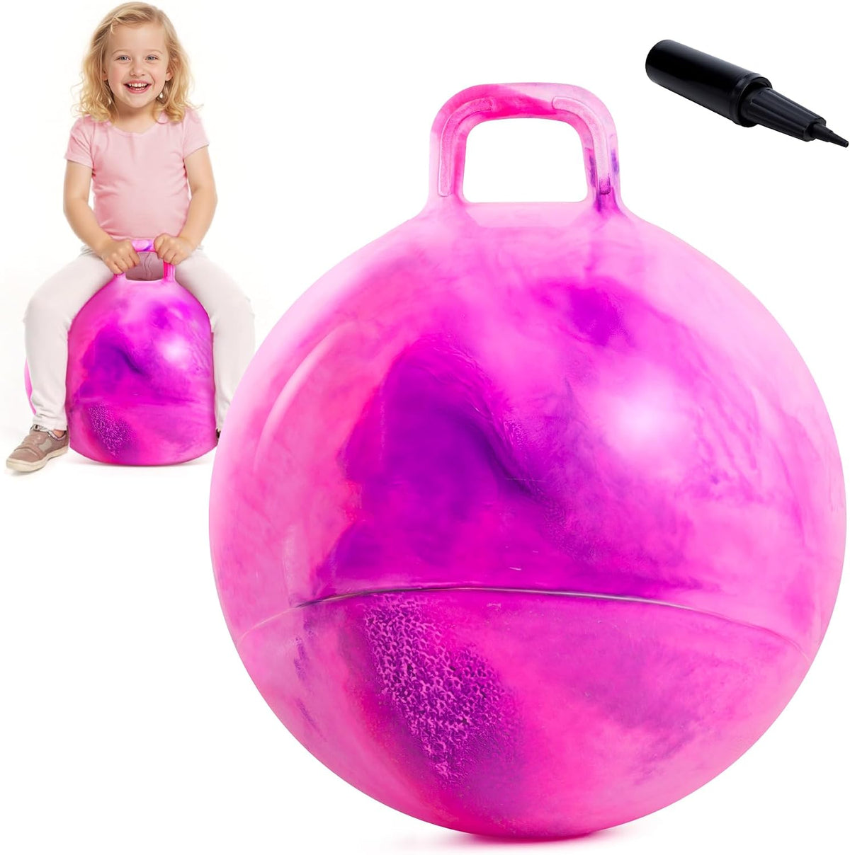 EVERICH TOY 18 inch hopper ball for kids with handle, purple pink clouds - view 10