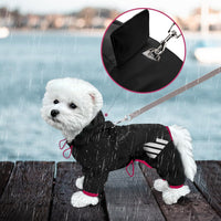 Dog Raincoat, Waterproof Dog Rain Jacket with Hood - M(Back Length13.4'') / Black - image 2