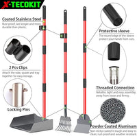 Larger Heavy Duty Pooper Scooper for Dogs-Rake, Spade,Tray Set with Long Handle,No Bend Down Easy Cleanup,Great for Yard Grass Gravel Dirt,Use for Large Small and Multi Dogs