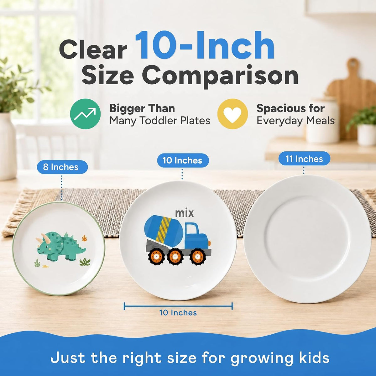 Tiny Expressions Construction Plates for Toddlers, 10" Set of 4 - Multicolor / Construction - image 4