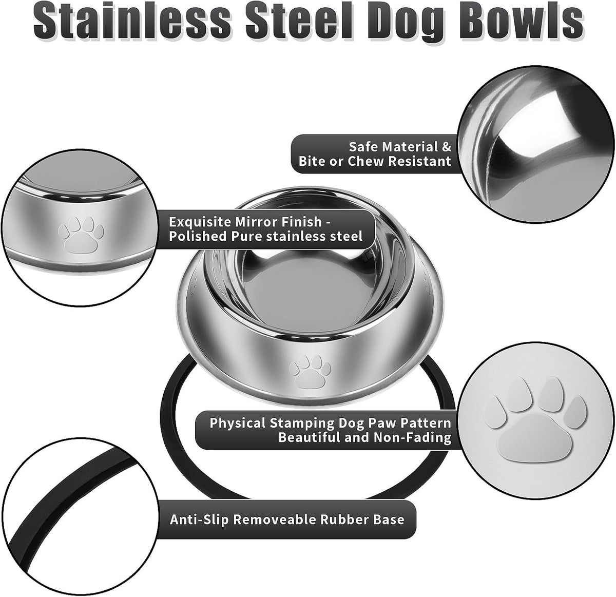 Serentive 3 Pcs Metal Dog Bowls for Small Dogs - 36 oz / Dog Paw - image 4