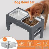URPOWER Raised Dog Bowls 4 Height Adjustable Elevated Bowl Stand – Essentials for Dogs - Steel Grey - image 4