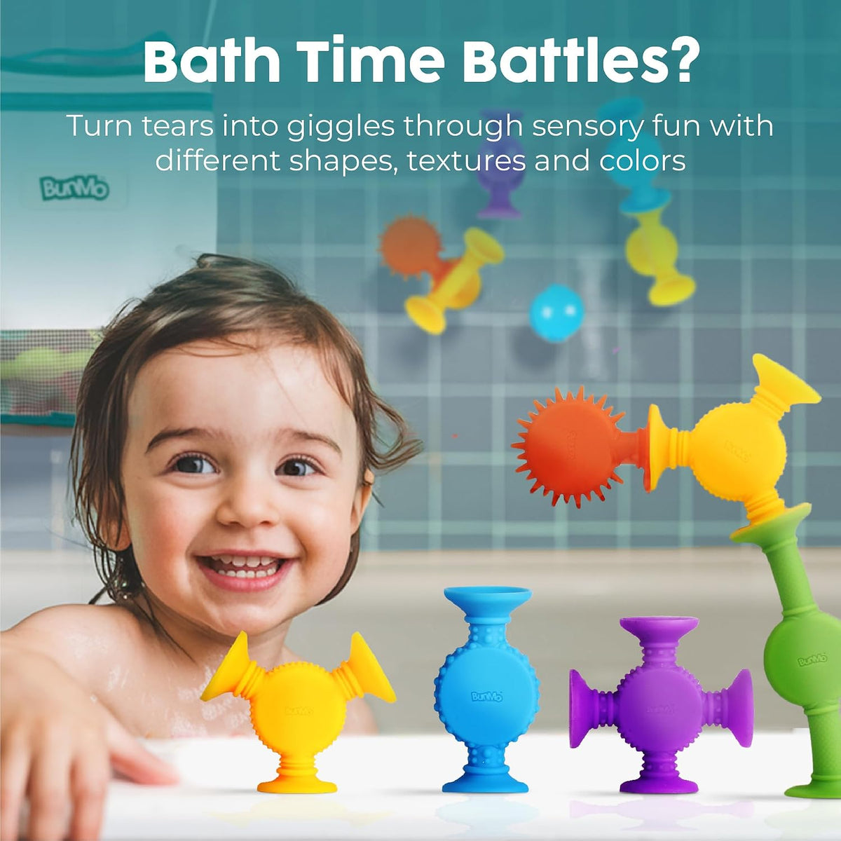 BUNMO Bath Toys Suction, Connect, Build, Create - Sensory Textured - 44 Pk - image 2