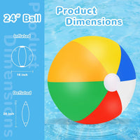 Large Beach Ball,8 Packs 24" Large Rainbow Beach Ball Bulk, Inflatable Pool Toys for Party Supplies - image 2