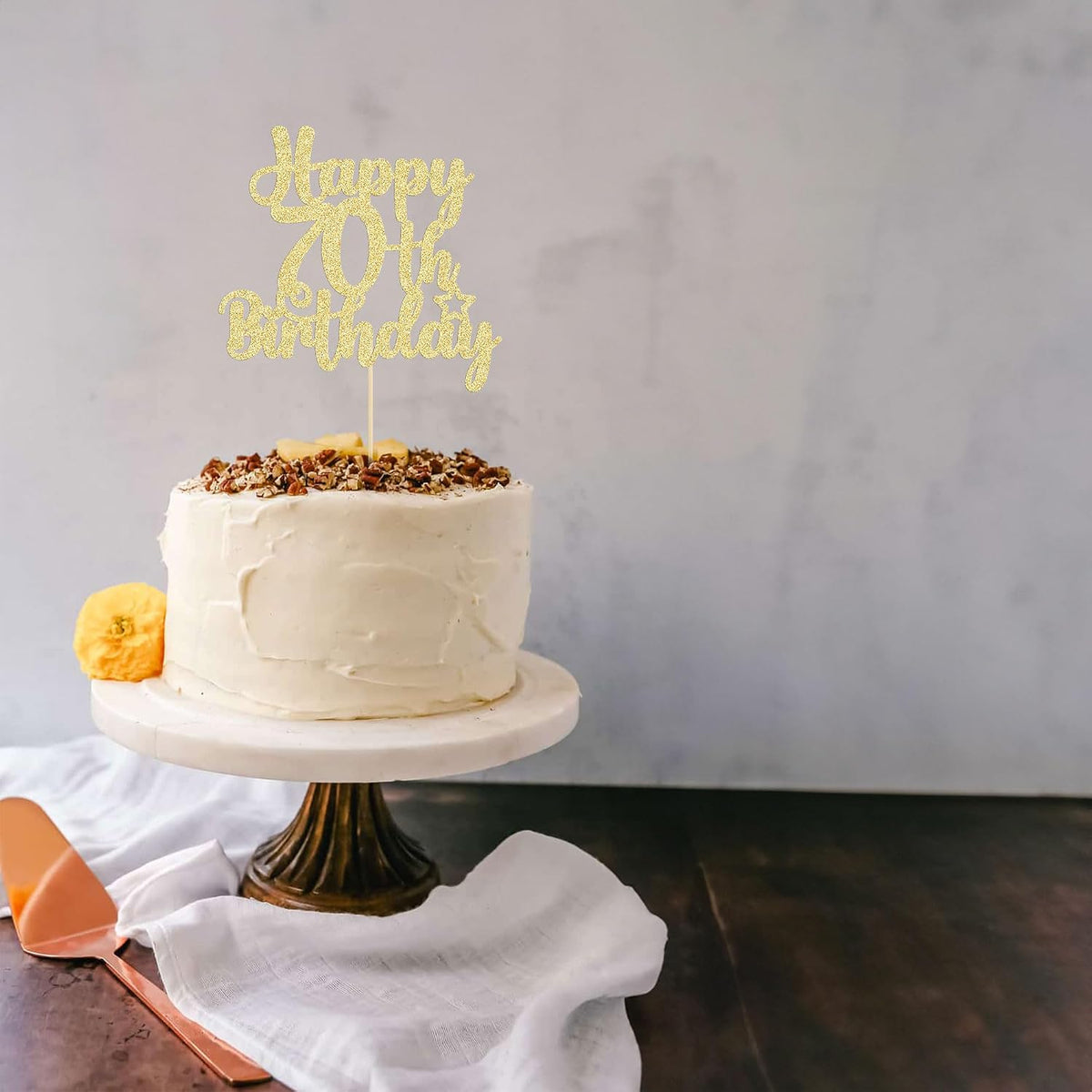 Gyufise 1Pc Happy 80th Birthday Cake Topper Glitter Cheers to 80 - 70th / Gold - image 4