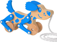 LKyoxs wooden pull along dog toy with swinging legs and pull string - view 2