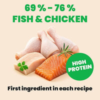 almo nature Wet Cat Food HQS Natural Rotational Diet Fish Selection & Chicken Drumstick - Variety Pack, Grain Free, Additive Free, Highly Digestible, Preservative Free 2.47-oz, 24 Pack